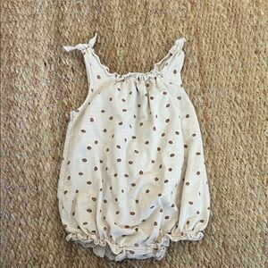 Rylee + Cru Cream Romper with Ladybugs